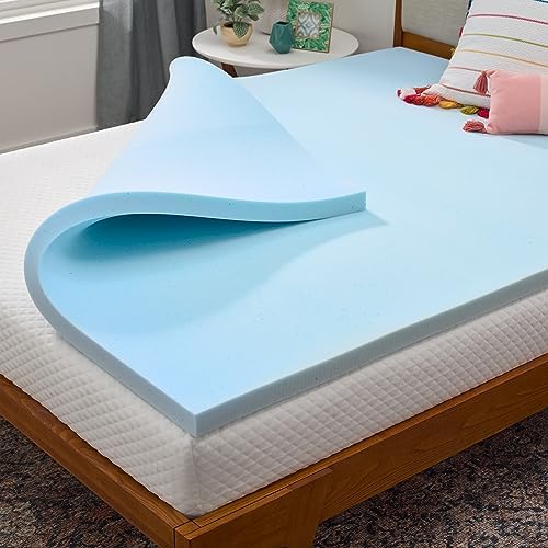 LINENSPA Memory Foam Mattress Topper - 2 Inch Gel Infused Memory Foam - Plush Feel - Cooling and Pressure Relieving - CertiPUR Certified - Dorm Room Essentials - California King Size