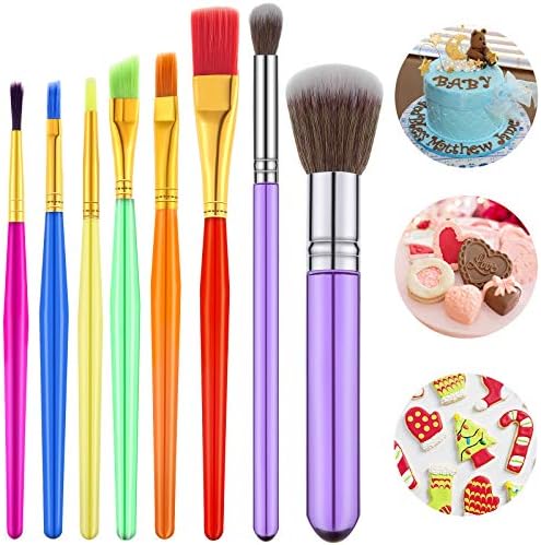 8 Pcs Christmas Cake Candy Decorating Brushes Food Fondant Tools Food Painting Brushes for Cake Chocolate Sugar Cookie Decorating Supplies with Fondant Gum Paste Tool for Christmas Xmas Party Supplies