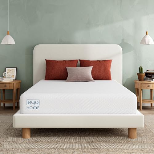 EGO White 10 inch Twin Memory Foam Mattress, Gel Green Tea Mattress Bed in a Box, CertiPUR-US Certified, 38"×75", Medium Firm