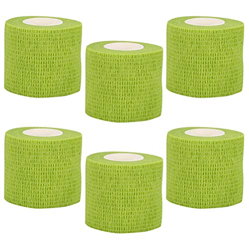 VideoPUP Tattoo Grip Cover Wrap, 6PCS Disposable Cohesive Elastic Bandage Handle Tube for Tattoo Machine Accessories (Grass Green)