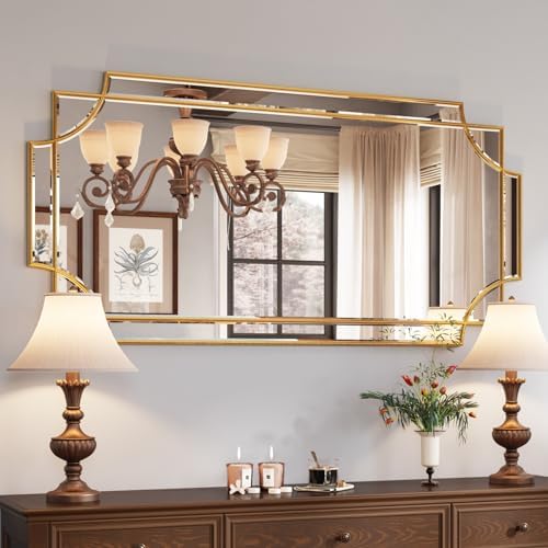 Kelly Miller Gold Traditional Mirror for Wall, Art Decorative Beveled Full Length Mirror for Home Decor, Bathroom, Living Room, Bedroom, Kitchen, Farmhouse, Entryway, 24"x48" Large