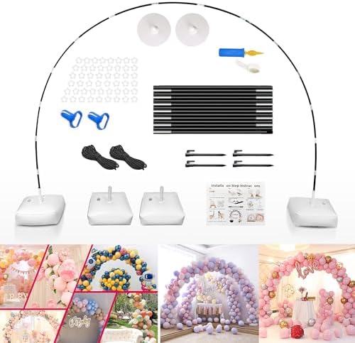 9FT x 10FT Round Circle Backdrop Stand, Balloon Arch Kit Stand with base for Wedding Baby Shower Birthday Party Supplies Decorations.