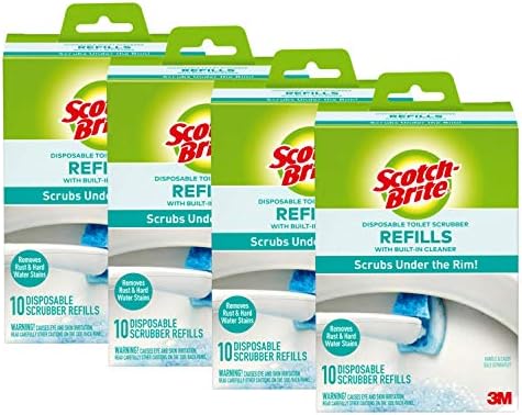 Scotch-Brite Disposable Toilet Cleaner Refill Pads, Disposable Refills with Built-In Bleach Alternative, Removes Rust & Hard Water Stains, 40 Disposable Refills