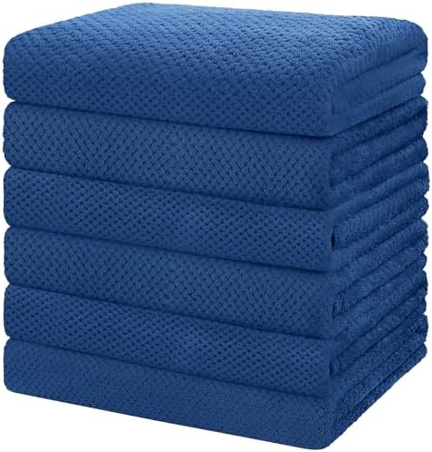 HOMEXCEL 6 Pack Bath Towel Set, (24 x 48 Inches) Microfiber Ultra Soft Highly Absorbent Bath Towels, Lightweight and Quick Drying Towels for Hotel, Bathroom, Spa and Beauty Parlor, Blue