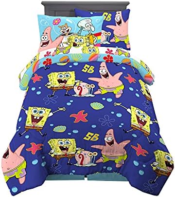 Franco Kids Bedding Super Soft Comforter and Sheet Set with Sham, 5 Piece Twin Size, Spongebob Squarepants