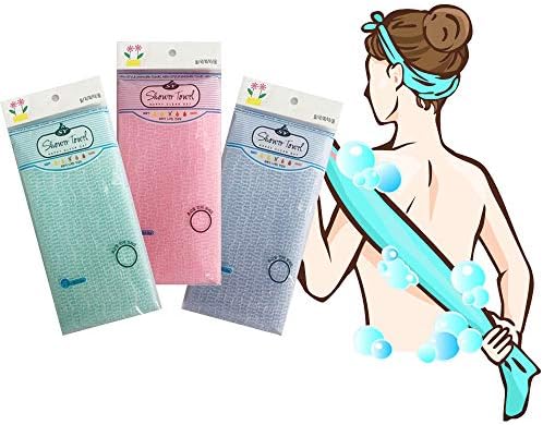 Premium Exfoliating Washcloth Towel(3 Color) Korean Loofah Bath Sponge Long Back Scrubber African Bath Sponge African Long Net for Shower/It Becomes Softer as You use.by NOPIGO