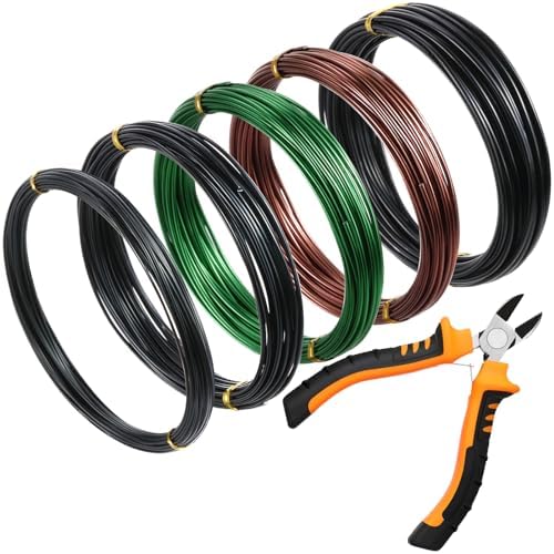 5 Roll Aluminum Bonsai Training Wire & Cutter Set - 160 Feet Total with Adjustable Anodized Wire 1/1.5/2.0 mm for Fine Trunk & Branch Control