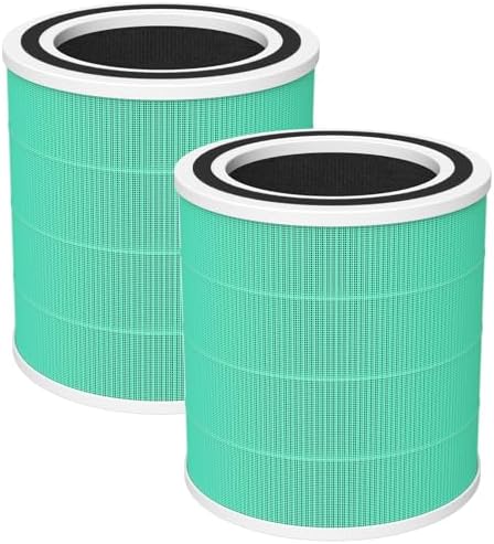 2 Pack AC400 Air Purifi-ers Replacement Filt-er for Purivortex AC400 Air Purifi-er, 3-in-1 H13 True HEPA Technology High Efficiency Toxin Absorber Filt-er, Green