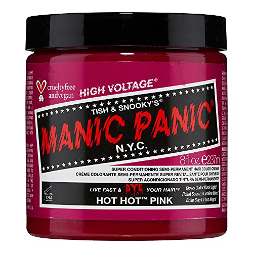 MANIC PANIC Classic Hot Hot Pink Semi Permanent Hair Color - Neon Pink Hair Dye for Women & Men That Lasts 4-6 Weeks - Vegan, Ammonia & Cruelty-Free - Create & Mix Custom Shades (8oz)