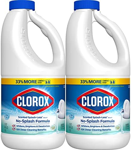 Clorox Splash-Less Bleach, Concentrated Formula, Clean Linen, 40 Ounce Bottle - Pack of 2 (Package May Vary)