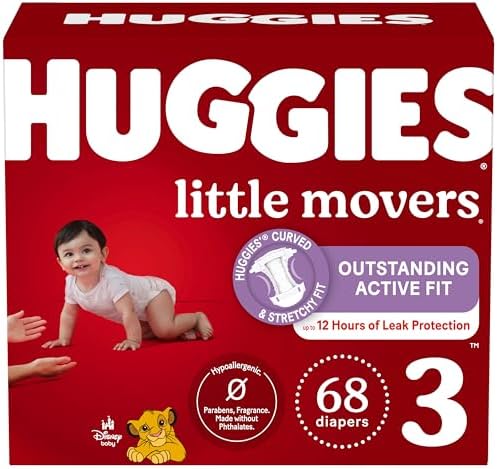 Huggies Size 3 Diapers, Little Movers Baby Diapers, Size 3 (16-28 lbs), 68 Count