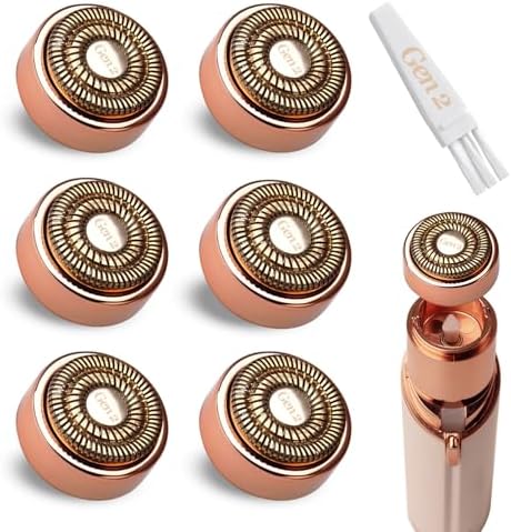 6Pack Facial Rose Gold Gen 2 Replacement Heads for Flawless Hair Remover Generation 2, 18K Gold Double Blades
