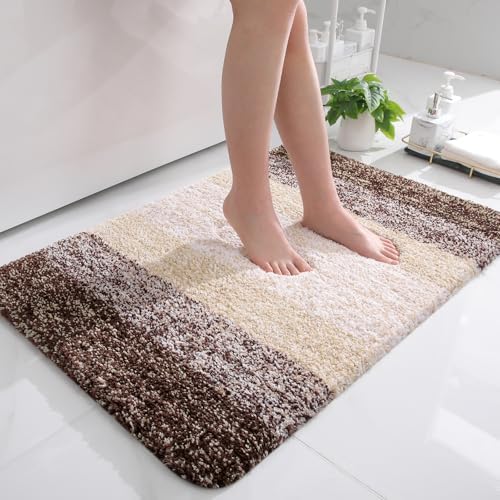 OLANLY Bathroom Rugs Mat 36x24, Extra Soft Absorbent Microfiber Bath Rugs, Rubber Backing, Quick Dry, Machine Washable Bath Mats for Bathroom Floor, Tub, Shower and Home Decor Accessories, Brown