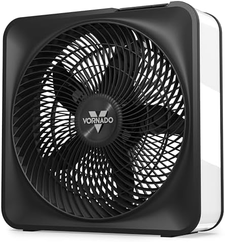 Vornado Model 80 High Velocity Electric Box Fan with Removable Grille, 5 Speed Settings, Powerful Airflow, Whole Room Air Circulation, Quiet Operation, Cord Storage, Durable Construction, Ice White