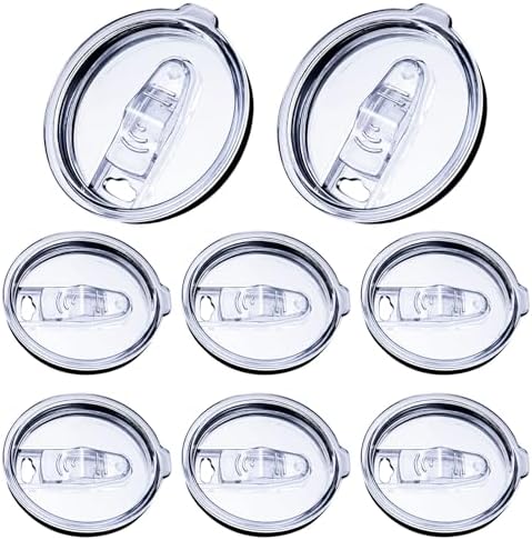 8 Pack 30 oz Tumbler Replacement Lids Plastic Splash Covers tops for 30 oz coffee cup lids Clear Cup Covers for Inner diameter 3.62 to 3.66 Inch Mouth Tumbler Cooler