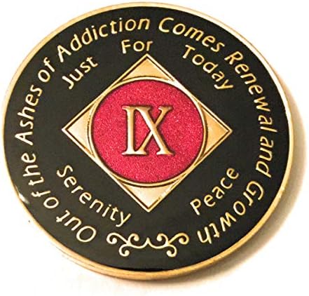 9 Year NA Black and Red Tri Plate Medallion -Chip, Coin, Token