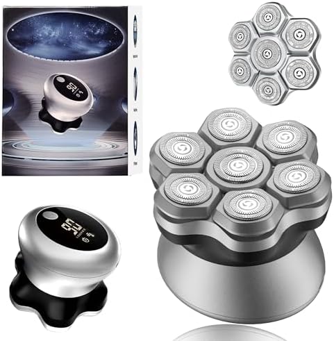 Bald Head Shavers for Men,Magnetic 7D Rotary Electric Shaver Bald Head,Cordless USB-C Rechargeable Face Beard Razors,IPX6 Waterproof Wet/Dry Shaving with LED Display