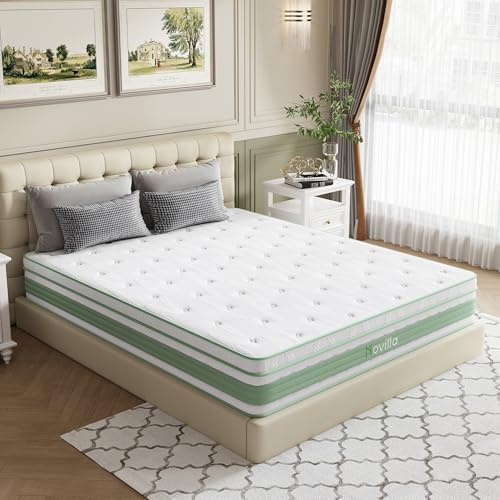 Novilla King Size Mattress 14 Inch, Hybrid Mattress King for Motion Isolation, Gel Memory Foam with Pressure Relief for Cool Night Sleep, Medium Firm Mattresses with Pillow Top, Certipur-Us Certified