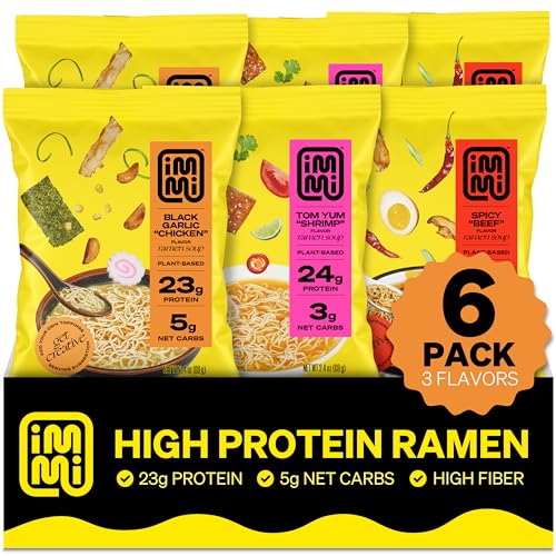immi Ramen Variety Pack – Bold Flavors, Better Noodles – High Protein, Low Carb, Plant Based – Spicy Beef, Black Garlic Chicken, Tom Yum Shrimp – Keto & Plant-Based Comfort Food