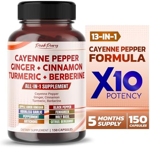 Cayenne Pepper Ginger Turmeric Berberine - Digestion, Gut Heath Support - Made in USA