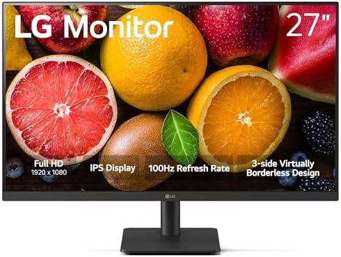 LG 27MS500-B 27 inch IPS Computer Monitor FHD (1920x1080) 100Hz 5ms Reader Mode Borderless Design OnScreen Control Black Stabilizer DAS Crosshair HDMI Black