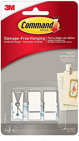 Command Strips 17089Q-ES Small Quartz Spring Clip 3 Clips 4 Strips