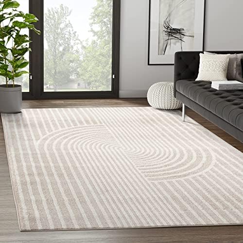 Abani Area Rug for Living Room -Nuevo 6' x 9' Beige Arch Pattern Area Rug, Soft and Durable Living Room Rug, Stain and Fade Resistant, Chic Modern Design, Pet & Kid Friendly