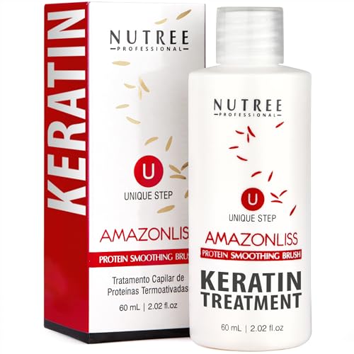 Amazonliss Brazilian Keratin Smoothing Treatment, Blowout Straightening System for Dry and Damaged Hair - One Step Protein Hair Treatment Formaldehyde Free,Eliminates Curls and Frizz(Keratin 2.02oz)