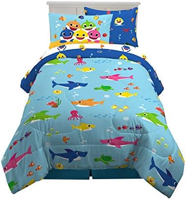 Franco Kids Bedding Super Soft Comforter and Sheet Set with Sham, 5 Piece Twin Size, Baby Shark