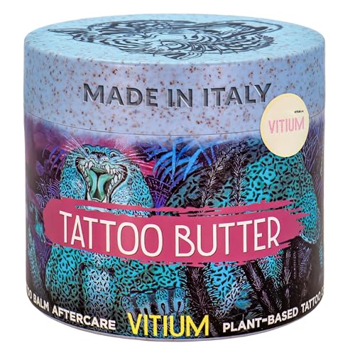 VITIUM Tattoo Butter – Tattoo Aftercare Balm with Organic Plant-Based Ingredients – Deep Moisturizing & Brightening for Vibrant Tattoos – Vegan, Natural, Soothing – Made in Italy - 5oz