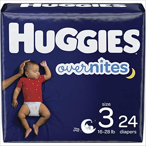 HUGGIES OverNites Diapers, Size 3 (16-28 lb.), 24 ct, Overnight Diapers, Jumbo Pack (Packaging May Vary)