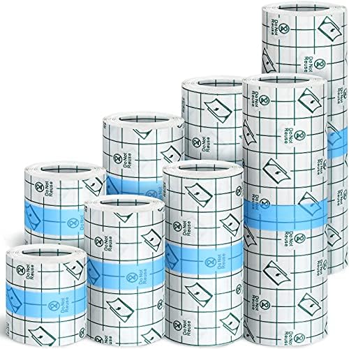 8 Rolls Tattoo Aftercare Bandage Adhesive Waterproof Bandage Transparent Film Dressing Skin Tape Cover Dressing Tape Roll for Tattoo Supplies Swimming Shower, 2" 3" 4" 6" x 2.2 Yard