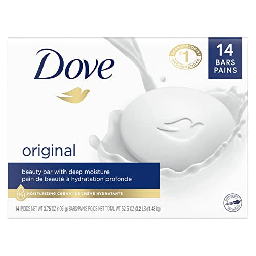 Dove Beauty Bar Cleanser Original 14 Bars and Coconut Milk Bar Soap More Moisturizing Than Ordinary Bar Soap 6 Count