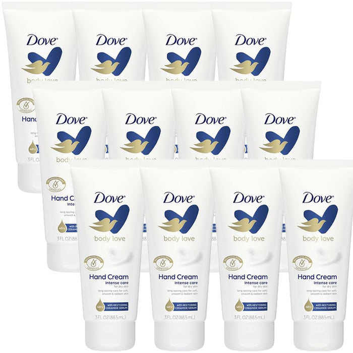 Dove Body Love Moisturizing Hand Cream for Rough or Dry Skin Intense Care Softens and Smoothes, 3 oz, 12 Pack