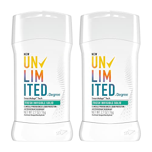 Degree Unlimited Antiperspirant Deodorant Stick Fresh 2 Count Long-Lasting Sweat & Odor Protection with Antiperspirant Technology SmartAdapt Tech 2.7 oz