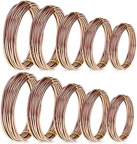 10 Rolls Bonsai Wires Anodized Aluminum Bonsai Training Wire in 5 Sizes - 1.0 mm, 1.5 mm, 2.0 mm, 2.5 mm, 3.0 mm, Total 164 Feet (Brown)