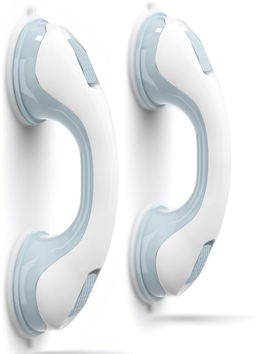 AirTightยฎ Grab Bars for Shower Heavy-Duty (2Pack) 12.3-Inch ADA Compliant Grab Bar for Seniors Shower Handles for Elderly Suction Handicap Safety Handrail for Bathroom Bathtubs Toilet Tiles Glass