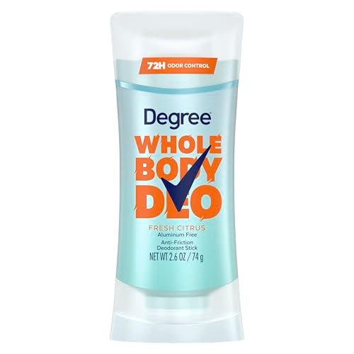 Degree Women Whole Body Deodorant Stick, Glides on Clear + Absorbs Sweat, Fresh Citrus Scent, Aluminum Free 72H Odor Protection 2.6 oz