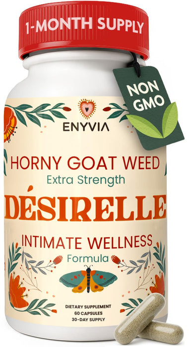 Female Libido Booster for Women Fast Acting with Tribulus Terrestris - Hornygoatweed for Women, Mood Support Supplement Enhancer Pills with Maca Root, Ginseng for Hormonal Balance - 60ct Desirelle
