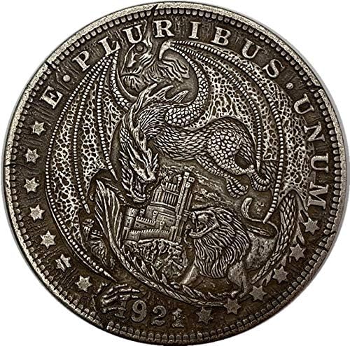 in 1921, The Stray Coin Dragon and Lion Touted Ancient Commemorative Coins, Antique Copy Coins, Old Coin Collection Craftsmanship, Relief Coins, Animal Flying Dragon Coins