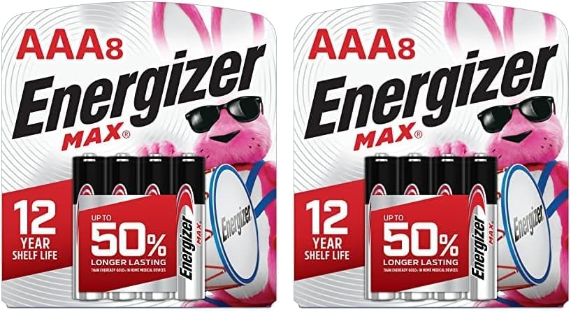 Energizer AAA Batteries, Max Triple A Alkaline, 8 Count (Pack of 2)