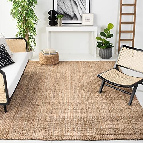 SAFAVIEH Area Rug 8x10 - Natural Fiber Collection - Large - Natural Brown, Handmade Jute, Farmhouse Style, Chunky Textured Thick Pile (NF747A)