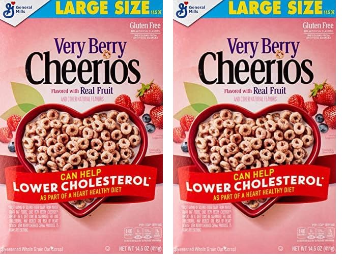 Very Berry Cheerios Breakfast Cereal, Gluten Free, 14.5 oz Box (Pack of 2)
