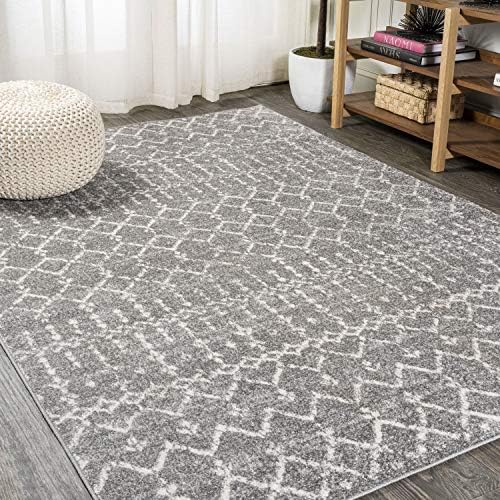 JONATHAN Y Boho Vintage Diamond Gray/Ivory Indoor Area Rug 8X10 ft, Moroccan Hype for Living Room, Bedroom, Kitchen, Office, Easy-Cleaning, High Traffic, Pet-Friendly, Non-Shedding (MOH101C-8)