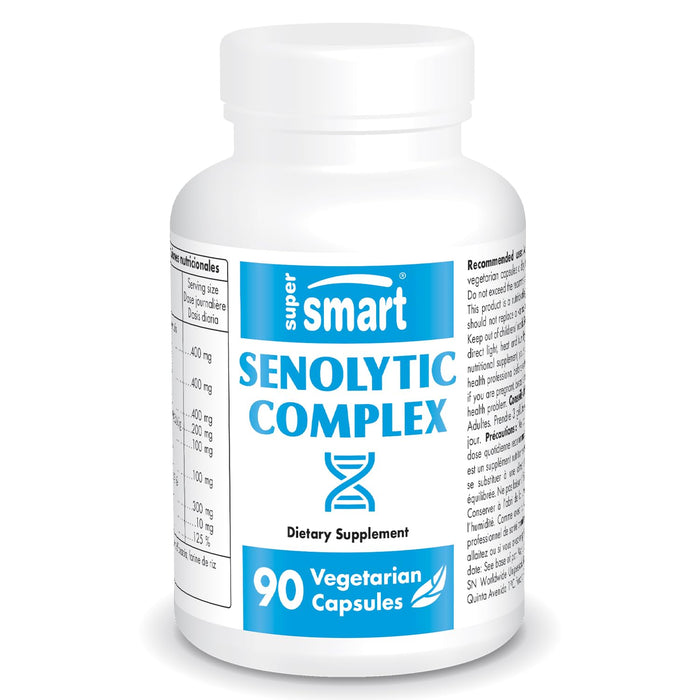 Supersmart - Senolytic Complex (Advanced Formula) - with Fisetin, Quercetin, Bromelain - Patented Ingredients - Senolytic Supplement | Non-GMO & Gluten Free - 90 Vegetarian Capsules
