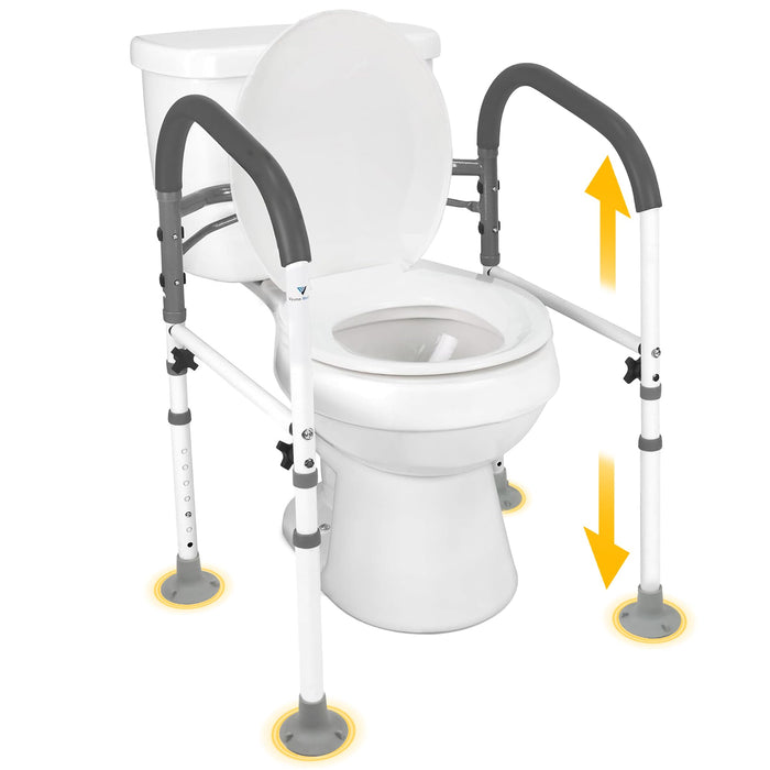 FSA/HSA Eligible Toilet Safety Rails, Vaunn Deluxe Adjustable and Foldable Toilet Safety Frame, Bathroom Handrail Assist Grab Bar Handle