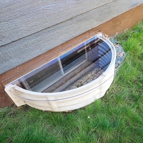 "Just Cover It" Clear Polycarbonate Heavy Duty Window Well Cover, Basement Window Well Covers Outside, Window Well Cover, Basement Window Covers - UV Resistant & Debris Protection - 41"W x 19"L