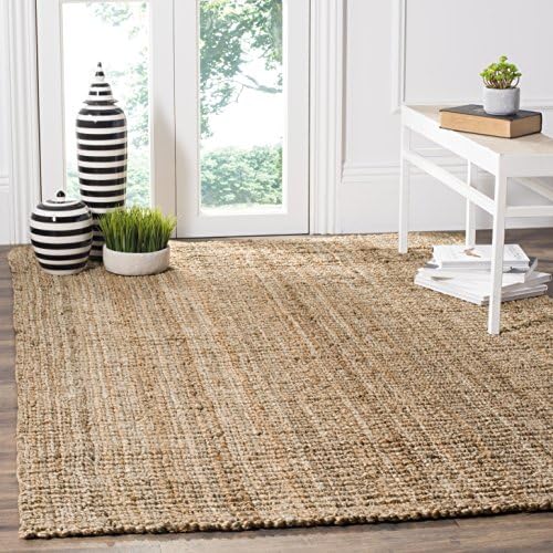 SAFAVIEH Area Rug 5x8 - Natural Fiber Collection - Natural Brown, Handmade Jute, Farmhouse Style, Chunky Textured Thick Pile (NF447A)