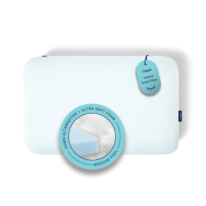Casper Sleep Hybrid Snow Pillow, King, White