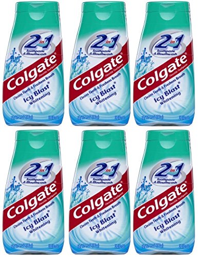 Colgate 2 in 1 Toothpaste Mouthwash Whitening 4.6 Tubes, Icy Blast, 27.6 Oz, Pack of 6